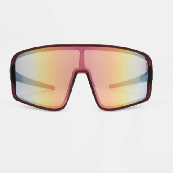 All in Motion Women's Rubberized Plastic Shield Sunglasses Burgundy New - Picture 1 of 4